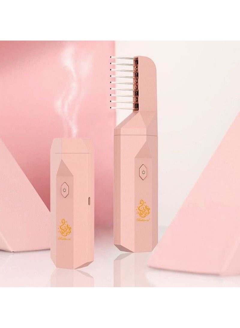 ACHAS Electric Dukhoon Censer Bakhoor Portable USB Incense Burner can for Hair, Arabian Muslim Rechargeable Electronic Aromatherapy Machine - Pink - Image 1